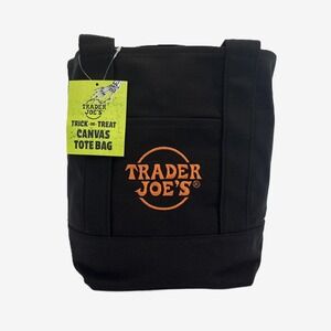 Trader Joe's Reusable Canvas Mini Tote | Black Orange‎ | NEW with Tags